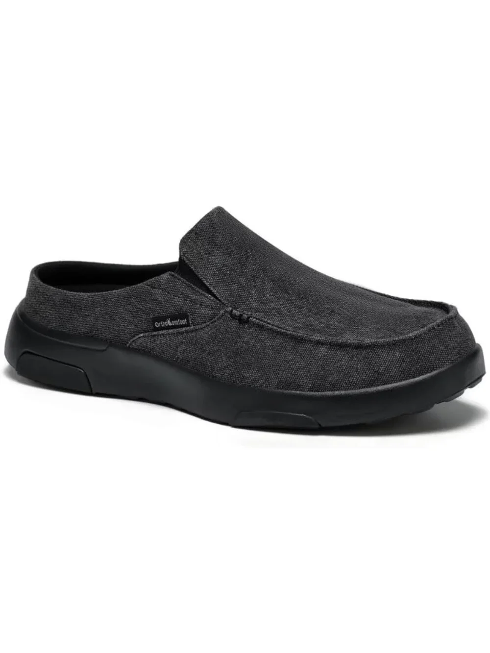 OrthoComfoot Men's Black Rubber Loafers Lightweight & Breathable Slip On Shoes